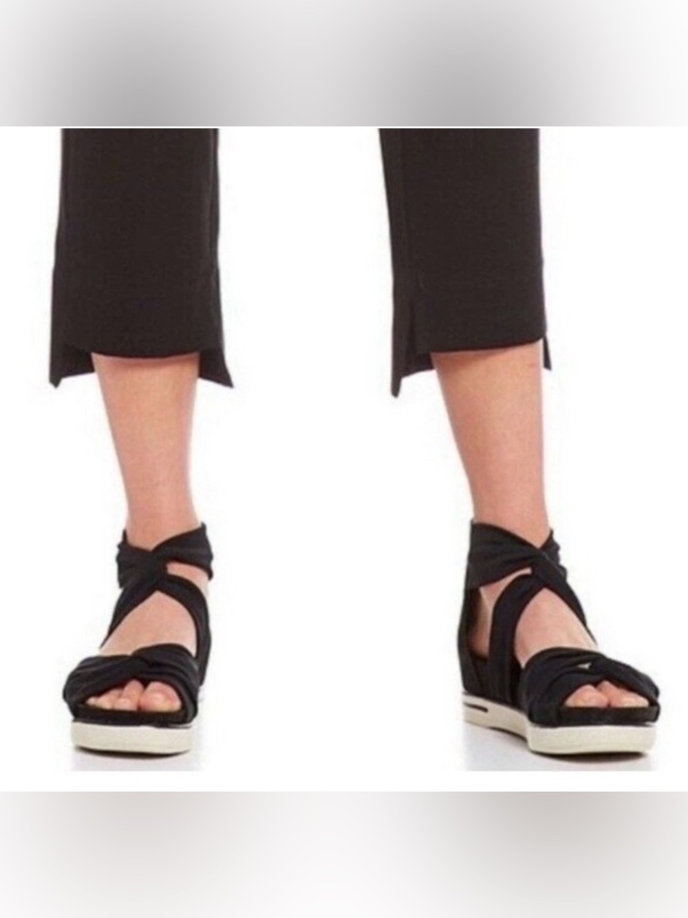 Eileen Fisher Zanya Mesh Sneaker Sandal Platform Black White  Wedge Shoe Size 8